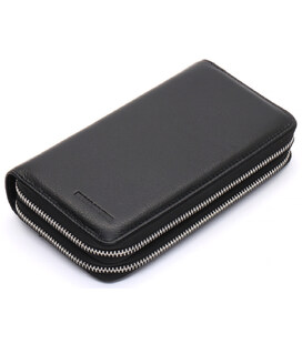 Черный мужской клатч на две молнии из натуральной кожи Marco Coverna MC-801-1 фото, картинка, изображение