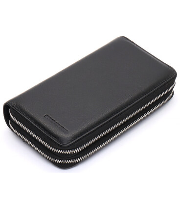 Черный мужской клатч на две молнии из натуральной кожи Marco Coverna MC-801-1 фото, картинка, изображение