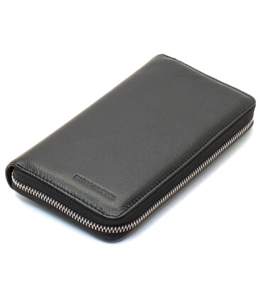 Черный мужской кошелек-клатч на молнии из натуральной кожи Marco Coverna MC-802-1 фото, картинка, изображение