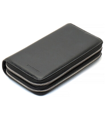 Черный мужской кошелек-клатч на две молнии из натуральной кожи Marco Coverna MC-801 фото, картинка, изображение