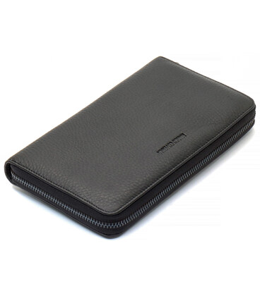 Чорний гаманець-клатч з блоком під картки під однією блискавкою з натуральної шкіри Marco Coverna МС-5901Q картинка, зображення,