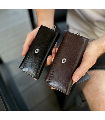 Черная ключница из натуральной кожи с отделением для денег ST Leather B416 фото, картинка, изображение