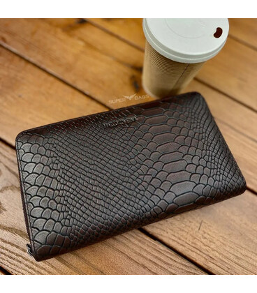 Коричневый кошелек-клатч на две молнии с блоком под карты из натуральной кожи Marco Coverna MC086-5901С фото, картинка, изображе