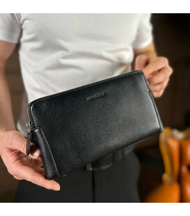 Чорний гаманець-клатч на дві блискавки із натуральної шкіри Marco Coverna МС8747-3 картинка, зображення, фото