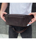 Сумка-бананка зі шкіри 24х11х8, чоловічий крейзі хорс для гаджетів на пояс CH-7371 коричнева картинка, зображення, фото
