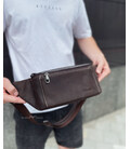Сумка-бананка из кожи 24х11х8, мужской крези хорс для гаджетов на пояс CH-7371 коричневая фото, картинка, изображение