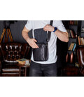 Сумка с клапаном через плече шкіряна чорна Tiding Bag TD-20033 картинка, зображення, фото