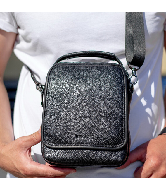 Мужская кожаная сумка-барсетка 22х18х9, мессенджер через плечо с ручкой TD-22011 фото, картинка, изображение