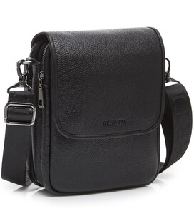 Шкіряна чоловіча сумка-месенджер 24х20х6, барсетка через плече Tiding Bag TD-23433 чорна картинка, зображення, фото