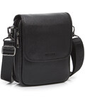 Кожаная мужская сумка-мессенджер 24х20х6, барсетка через плечо Tiding Bag TD-23433 черная фото, картинка, изображение