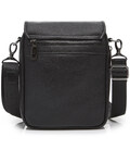 Кожаная мужская сумка-мессенджер 24х20х6, барсетка через плечо Tiding Bag TD-23433 черная фото, картинка, изображение