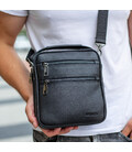 Шкіряна чоловіча сумка-барсетка 20х23х6, месенджер через плече Bexhill BX-14660 чорний картинка, зображення, фото