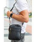 Шкіряна чоловіча сумка-барсетка 20х23х6, месенджер через плече Bexhill BX-14660 чорний картинка, зображення, фото