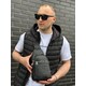 Чоловіча сумка-бананка через плече 18х32х7, рюкзак унісекс на груди з натуральної шкіри TIDING BAG 3280 чорний картинка, зображе