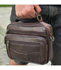 Мужская кожаная сумка барсетка 24×16×6.5, мессенджер через плечо с ручкою коричневая BEXHILL 61881B фото, картинка, изображение