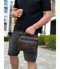 Мужская кожаная сумка барсетка 24×16×6.5, мессенджер через плечо с ручкою коричневая BEXHILL 61881B фото, картинка, изображение