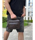 Мужская кожаная сумка барсетка 23х19х7, мессенджер через плечо с ручкою коричневая BEXHILL 61881B фото, картинка, изображение