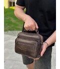 Мужская кожаная сумка барсетка 24×16×6.5, мессенджер через плечо с ручкою коричневая BEXHILL 61881B фото, картинка, изображение