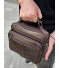 Мужская кожаная сумка барсетка 23х19х7, мессенджер через плечо с ручкою коричневая BEXHILL 61881B фото, картинка, изображение