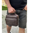 Чоловіча шкіряна сумка барсетка 23х19х7, месенджер через плече з коричневою ручкою BEXHILL 61881B картинка, зображення, фото