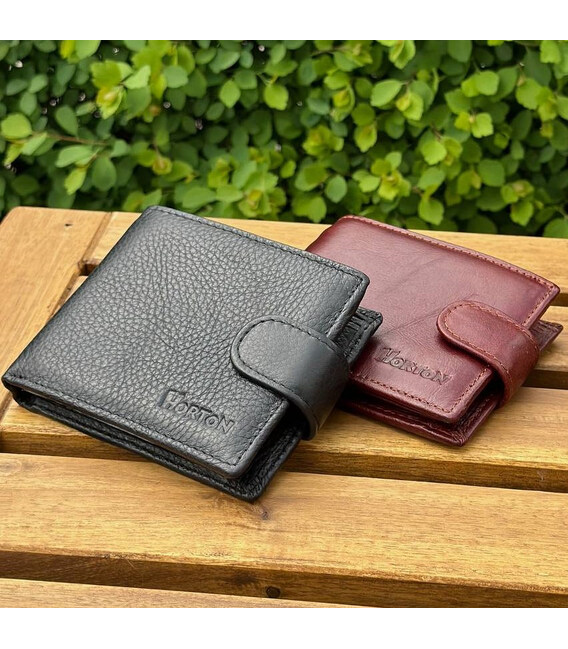 Чоловічий гаманець натуральний гаманець чорний, коричневий HORTON 208 картинка, зображення, фото