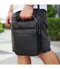 Мужская сумка-месенджер на два отделения 21х26х7, кожаная барсетка Tiding Bag 7459 черная фото, картинка, изображение