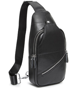 Чоловіча містка бананка 18х32х7, сумка шкіряна рюкзак для прогулянок Tiding Bag 7579 чорна картинка, зображення, фото