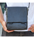 Шкіряна чоловіча сумка-месенджер 21x24x6, барсетка з натуральної шкіри Tiding Bag 9389 чорна картинка, зображення, фото