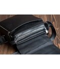 Шкіряна чоловіча сумка-месенджер 21x24x6, барсетка з натуральної шкіри Tiding Bag 9389 чорна картинка, зображення, фото