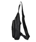 Чоловічий слінг через плече 18х32х7, шкіряна бананка нагрудна, сумка рюкзак Tiding Bag 33737 чорна картинка, зображення, фото