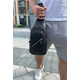Мужской слинг через плечо 18х32х7, кожаная нагрудная бананка, сумка рюкзак Tiding Bag 33737 черная фото