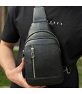 Чоловічий стильний слінг на плече 18х32х6, сумка рюкзак для подорожей та відпочинку TIDING BAG 7862 чорна картинка, зображення, 