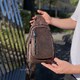 Мужской слинг из кожи 17х30х6, крейзи хорс для телефона 6349 коричневый фото