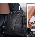 Рюкзак женский кожаный с ремнем 22х28х11, наплечная сумочка для девушки студентки, черная фото, картинка, изображение