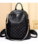 Шкіряний жіночий рюкзак з тисненням 32х27х16, сумка наплічна з шахматним візерунком, чорна картинка, зображення, фото