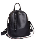 Кожаный классический женский рюкзак 26х32х15, плечевая сумка со многими отделениями, черная фото, картинка, изображение