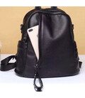 Кожаный классический женский рюкзак 26х32х15, плечевая сумка со многими отделениями, черная фото, картинка, изображение