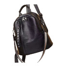 Шкіряний класичний жіночий рюкзак 26х32х15, наплічна сумка з багатьма відділеннями, чорна картинка, зображення, фото