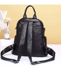 Шкіряний класичний жіночий рюкзак 26х32х15, наплічна сумка з багатьма відділеннями, чорна картинка, зображення, фото