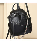 Стильна жіноча сумка міська на плечі 25х33х14, рюкзак з натуральної шкіри, чорний картинка, зображення, фото