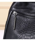 Рюкзак жіночий шкіряний з тисненням під рептилію 23х30х13, сумка наплічна для міста, чорна картинка, зображення, фото