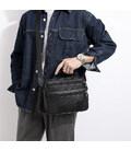 Чоловіча шкіряна сумка-барсетка 25×19×6.5, месенджер із ручкою та ременем через плече BX-10041 чорний картинка, зображення, фото