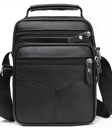 Мужская кожаная сумка-барсетка 23х27х9, мессенджер через плечо Bexhill Bx-56402 черная фото, картинка, изображение