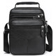 Чоловіча барсетка через плече 26х20.5х8 / месенджер наплічний з натуральної шкіри, чорний картинка, зображення, фото