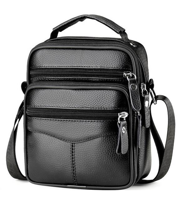Мужская сумка-барсетка 17x21x9, кожаная сумочка планшет Tiding Bag 75003 черная фото, картинка, изображение