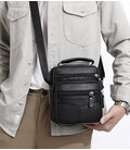 Чоловіча сумка барсетка 17x21x9, шкіряна сумочка планшет Tiding Bag 75003 чорна картинка, зображення, фото
