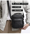 Мужская сумка-барсетка 17x21x9, кожаная сумочка планшет Tiding Bag 75003 черная фото, картинка, изображение