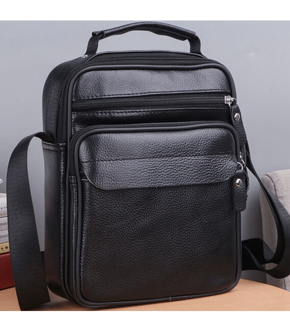 Мужская кожаная барсетка через плечо 22х26х9, мессенджер с ручкой Bexhill Bx-66503 черный фото, картинка, изображение
