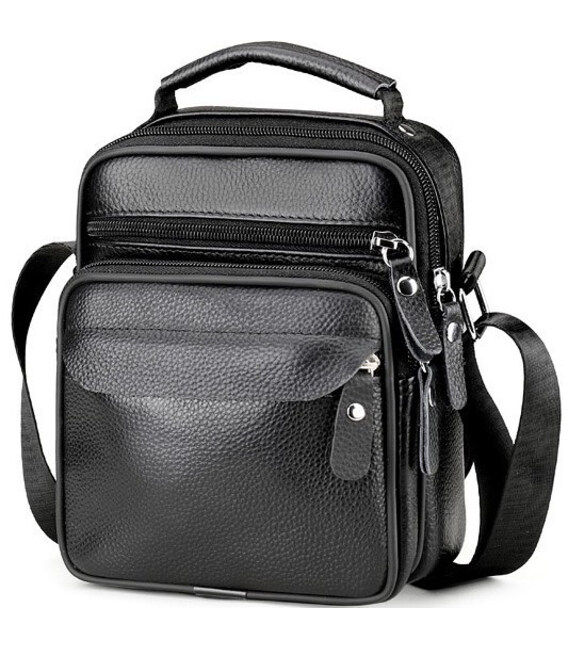 Мужская кожаная барсетка через плечо 17х21х9, мессенджер с ручкой Bexhill Bx-54551 черная фото, картинка, изображение