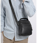 Чоловіча шкіряна барсетка через плече 17х21х9, месенджер з ручкою Bexhill Bx-54551 чорная картинка, зображення, фото